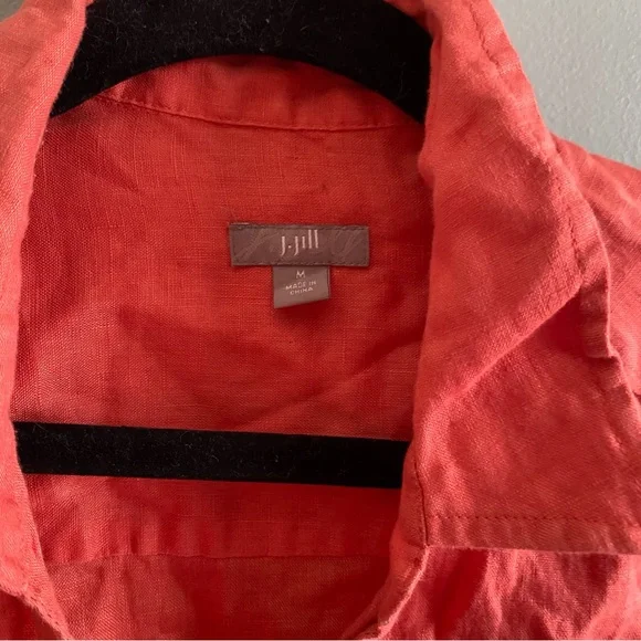 J. Jill Love Linen 100% linen Orange/coral Button-Up Shirt - Picture 3 of 7